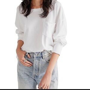 Fade Into You Scoop Neck Long Sleeve Front Pocket Tee Shirt Free People